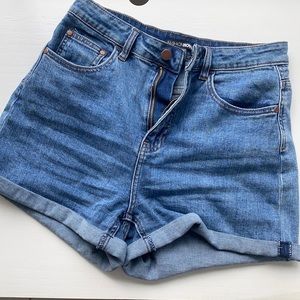 Barley worn blue fashion nova jean shorts